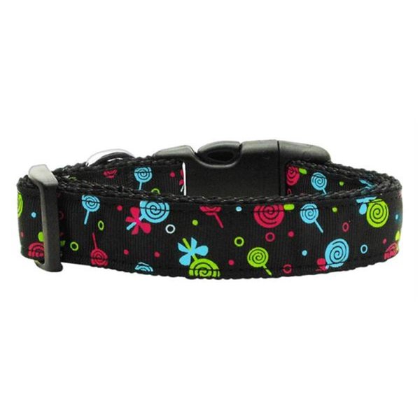 Unconditional Love Lollipops Nylon Ribbon Collar Black Medium UN742419